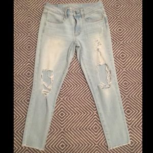 Destructed crop jeans